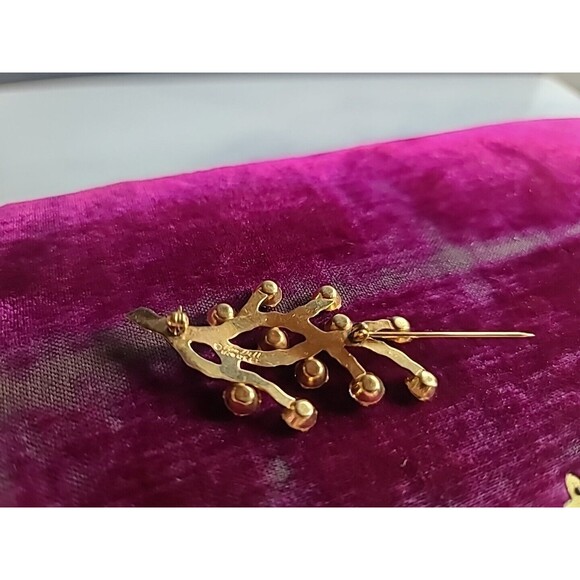 Van Dell 1/20 12K G.F. Prong Set Rhinestone Branch Brooch Vintage - Picture 7 of 10